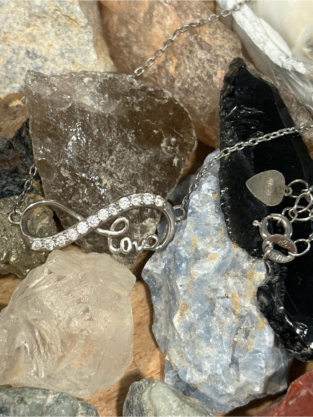 Sterling Silver 'Love' Infinity Pendant Necklace